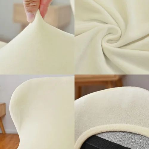 Vista 3 de Paquete de 2 fundas para sillas de bar de altura de mostrador, fundas giratorias de terciopelo para taburetes de bar, fundas elásticas para sillas
