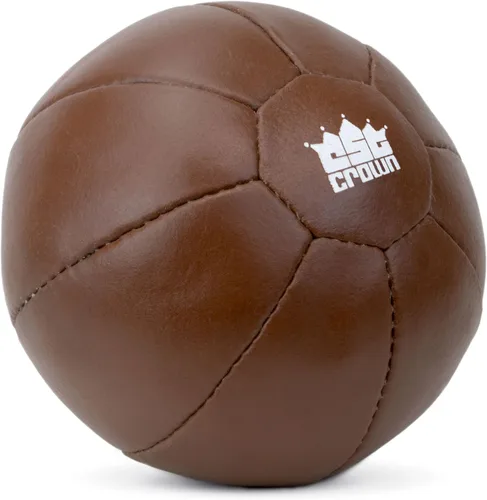 Vista 2 de Crown Sporting Goods Pelota medicinal con peso de cuero suave al tacto vintage para fitness, resistencia, entrenamiento de fuerza