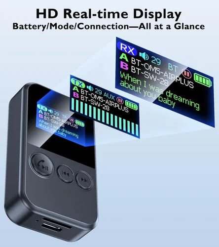 Vista 2 de TSNAM - Transmisor Bluetooth para TV a 2 auriculares, receptor inalámbrico para llamadas manos libres de coche, adaptador de audio con conector AUX