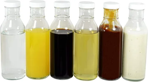 Vista 2 de nicebottles Botellas de vidrio transparente para bebidas/salsas, 12 onzas, tapas negras, caja de 12