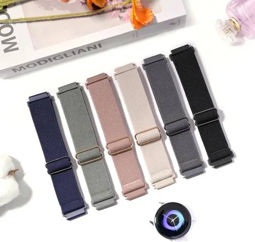 Vista 2 de Sunnyson, 6 bandas elásticas de nylon compatibles con Samsung Galaxy Watch 7/6/5/4 de 40 mm y 44 mm, correa de bucle elástico suave de 20 mm