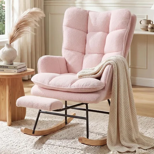 Vista 11 de Mecedora de doble capa para guardería, silla mecedora con reposapiés