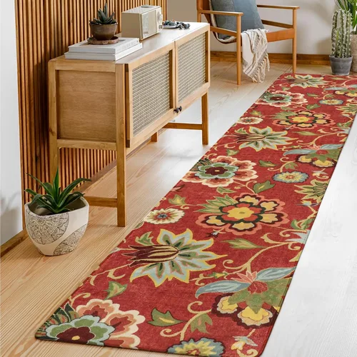 Vista 20 de Lahome - Tapete floral con estampado de cachemira, lavable, antideslizante, pequeño, anti-manchas, suave, para baño, entrada, dormitorio, Negro
