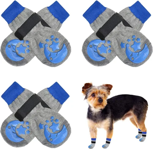 Vista 39 de BEAUTYZOO Calcetines antideslizantes para perros, zapatos de perro para pavimento frío/caliente, protectores de patas con empuñaduras, 3 pares