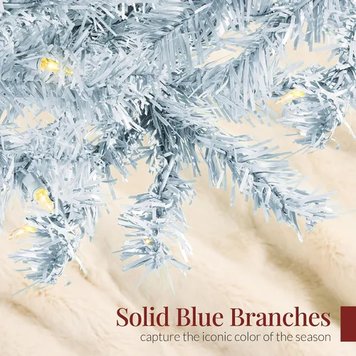 Vista 25 de Best Choice Products Árbol de Navidad azul bebé preiluminado de 6 pies, decoración navideña artificial completa con 947 puntas de rama, 250 luces