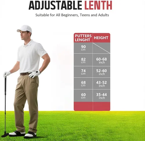 Vista 4 de MultiOutools Putters de golf para hombres y mujeres, paquete de 2 juegos de palos de golf ajustables con 6 bolas y 2 copas de bandera, mini putters