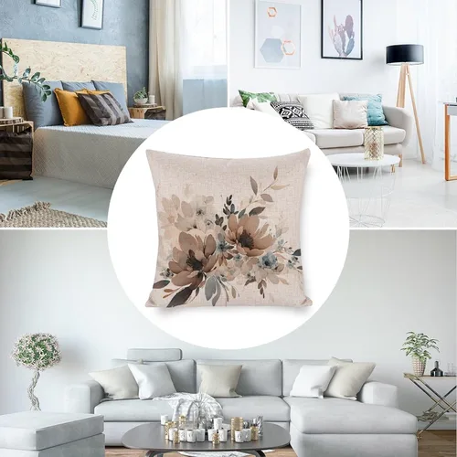 Vista 5 de Fundas de cojín decorativas modernas de lino con diseño de flores en acuarela, decoración del hogar al aire libre, primavera y verano, margaritas