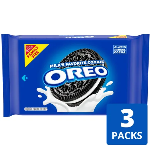 Vista 3 de OREO Galletas sándwich de chocolate, tamaño familiar, 3 paquetes