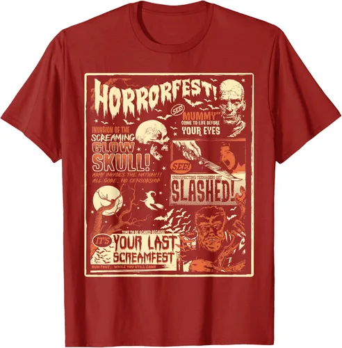 Vista 50 de Vintage Horrorfest Movie Poster Terror Old Time Halloween Camiseta S Negro