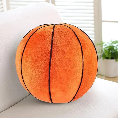 Vista 7 de Almohada de felpa acogedora Basketabll suave rellena con forma de bola deportiva, cojín grueso y redondo para decoración de sofá, habitación