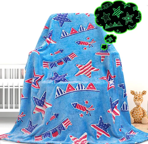 Vista 13 de Gdindff Bonita manta infantil que brilla en la oscuridad con diseño de dinosaurio para niños, de franela que brilla en la cama, sofá, sofá, manta