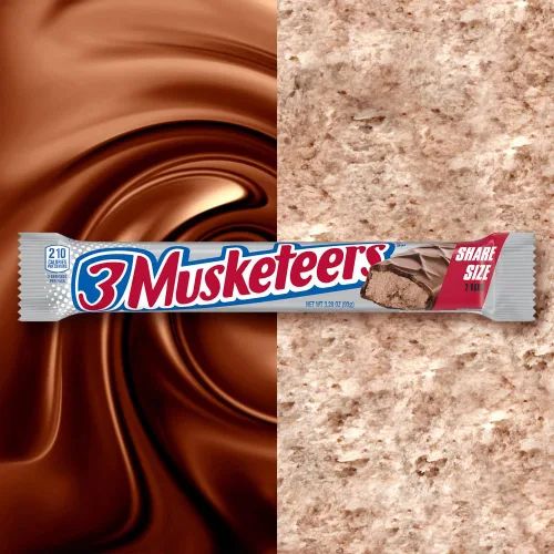 Vista 2 de 3 MUSKETEERS Barras de caramelo de tamaño compartido de chocolate, barra de 3.28 onzas, caja de 24