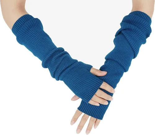 Vista 50 de Guantes cálidos de cachemira de brazo largo para mujer, guantes de invierno acogedores sin dedos, calentadores de brazos suaves, gran regalo