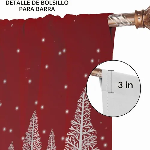 Vista 5 de Cortinas de Navidad lindas de invierno, vacaciones, regalos de Navidad, copos de nieve, elfo, sala de estar, cortinas de ventana de 42 x 45