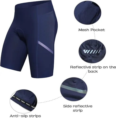 Vista 3 de Wulibike Pantalones cortos de bicicleta para hombre, acolchados 4D para hombre, pantalones cortos de ciclismo de montaña con bolsillos con cremallera