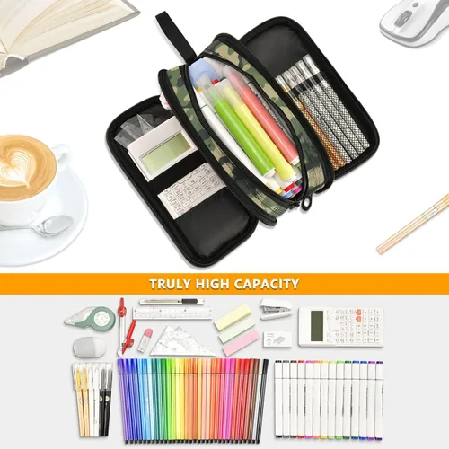 Vista 3 de senya Estuche para lápices de gran capacidad, bandera estadounidense con camuflaje grunge, caja para bolígrafo para escuela, oficina, universidad