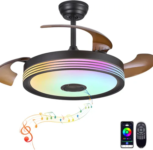 Vista 10 de FIDGRA Ventilador de Techo Fandelier de 42 Pulgadas con Luz, Ventilador de Techo Retráctil con Luces para Dormitorio, Sala de Estar, Comedor