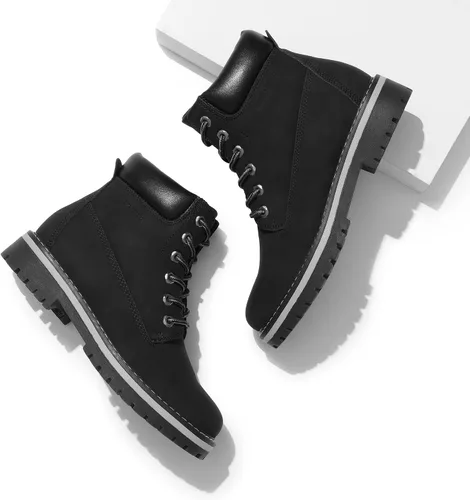 Vista 8 de Bruno Marc Botas de nieve de invierno para mujer, botines con forro de piel sintética, botas cortas de trabajo cómodas para mujer al aire libre 2.0