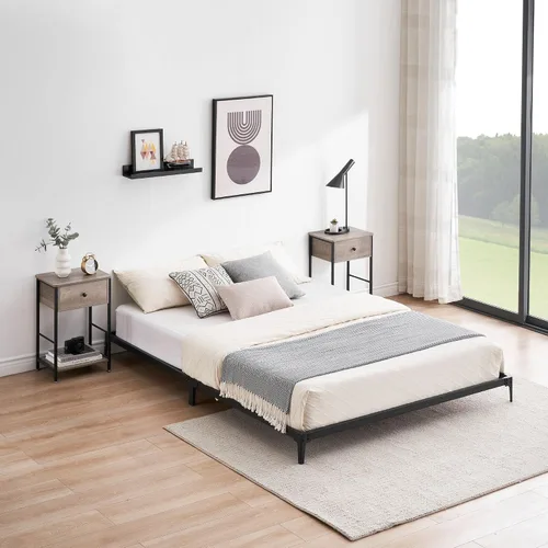 Vista 2 de GAOMON Base de cama matrimonial baja de 6 pulgadas, plataforma de metal resistente, listones de acero resistente, no necesita somier, fácil montaje