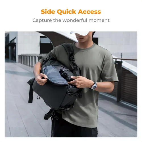 Vista 5 de K&F CONCEPT Mochila para cámara, bolsa para cámara con compartimento para laptop de 15.6 pulgadas, mochila expandible con bolsillo superior