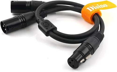 Vista 2 de Cable divisor XLR hembra a 2 macho cable de micrófono XLR Y cable divisor equilibrado (3 pines macho a 1 hembra) - 1.5 pies