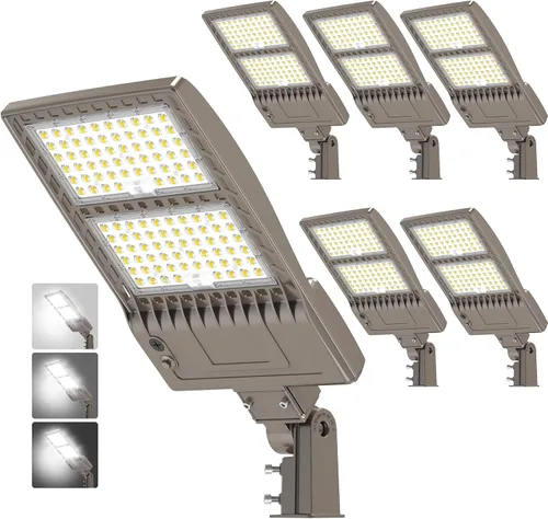 Vista 9 de BBESTLED 400W/320W/240W luces LED para estacionamiento con brazo y montaje deslizante, iluminación exterior del atardecer al amanecer, luz