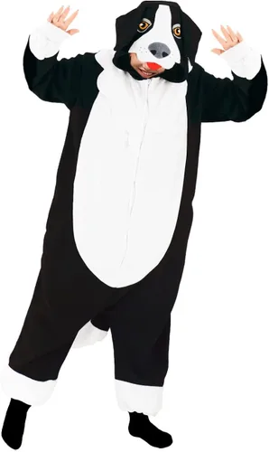 Vista 2 de Pijama de perro Border Collie para adultos, disfraz de perro, pijama de una pieza para cosplay, pijama de animal para mujeres y hombres
