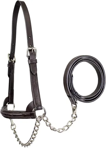 Vista 7 de Derby Originals Cabestro de cuero acolchado de alta calidad con cadena a juego