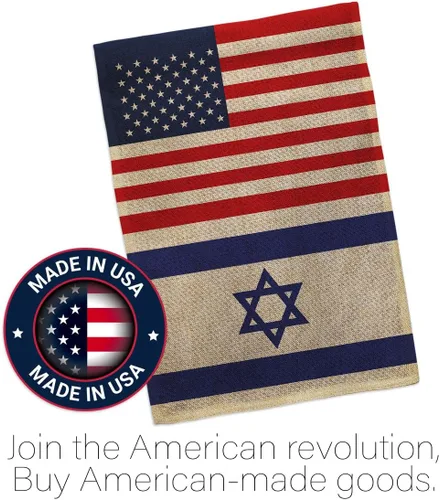 Vista 5 de Americana Home & Garden Bandera israelí de Israel de Estados Unidos para exteriores, paquete de pancartas para jardín, pared al aire libre, puerta