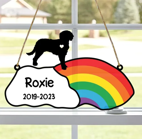 Vista 59 de LOVELYPOD Rainbow Bridge - Regalos conmemorativos para mascotas, regalos conmemorativos para perros afganos por pérdida de sabueso afgano, regalo