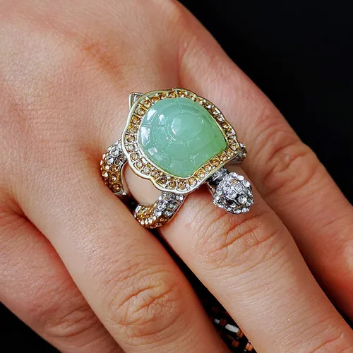 Vista 2 de Iumer - Anillo de zircón de dos piezas con incrustaciones de diamantes de imitación artificiales para mujer, talla 6-10.