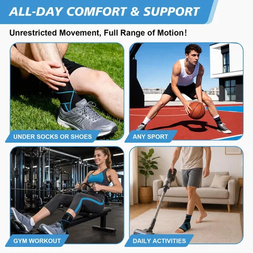Vista 5 de Tobillera para mujeres y hombres: correas ajustables manga de apoyo de compresión para alivio de la fascitis plantar tendinitis de Aquiles