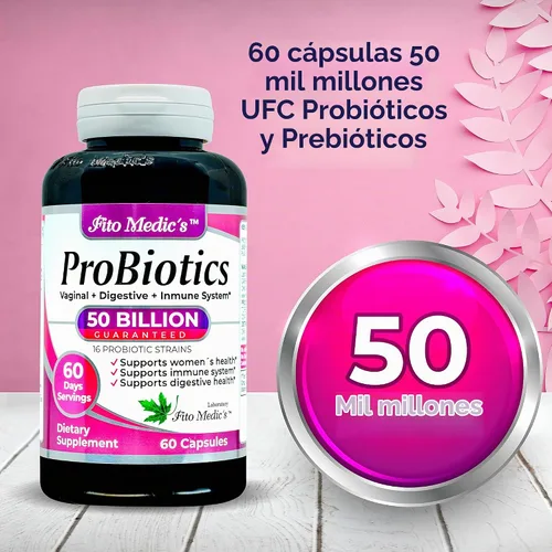 Vista 3 de FITO MEDIC'S Suplemento probiótico de laboratorio, 50 mil millones de UFC, mezcla de 16 cepas, suministro para 60 días
