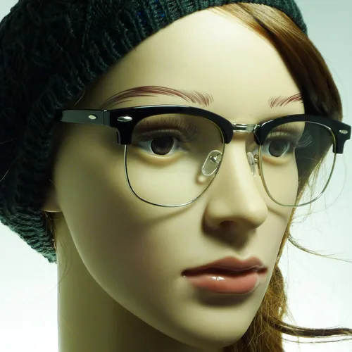 Vista 4 de Vintage Retro cuerno medio borde moderno marco lente claro ojos gafas plateadas