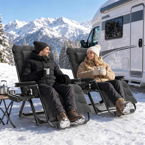 Vista 2 de Slendor Heated Oversized Zero Gravity Chairs 33In, XXL Lounge Chair, Black Negro
