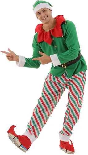 Vista 5 de ReneeCho Disfraz de Navidad de elfo de Papá Noel para hombre