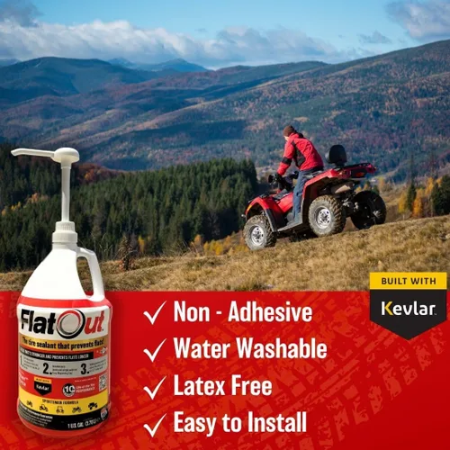 Vista 5 de Sellador de neumáticos Flat Out Sportsman Formula – Evita neumáticos pinchados – Sella fugas – Fórmula Sportsman con herramienta de núcleo