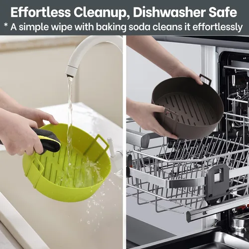 Vista 7 de Revestimientos de silicona para freidora de aire 4QT para Ninja AF101, paquete de 2, revestimientos de cesta de freidora de aire de platino libres