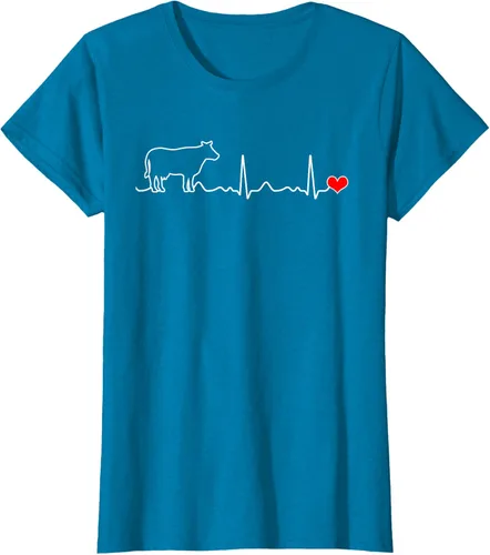 Vista 84 de Camiseta de paciente con corazón I Love My Cow Valve EKG Heartbeat Heart Pacient, Negro, S