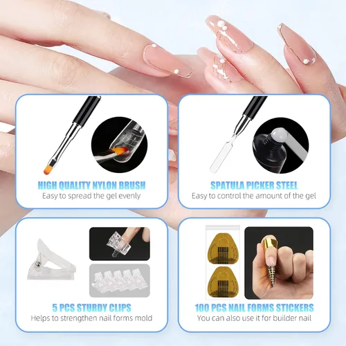 Vista 4 de LIONVISON Formas de uñas de poligel: 120 piezas de formas de uñas en forma de ataúd para gel constructor reutilizables – 12 tamaños de extensión