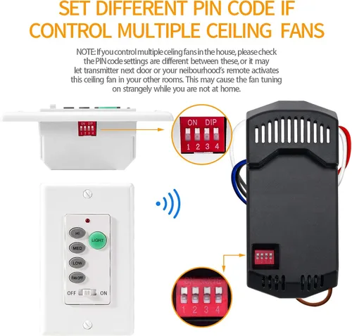 Vista 2 de Humpptom Control remoto universal para ventilador de techo, interruptor de pared UC9050T, UC9050T, control remoto de pared compatible con Hampton