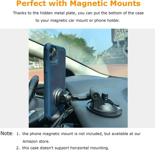 Vista 3 de MAG Series - Funda para iPhone 11 Pro Max, placa de metal integrada para montaje magnético, funciona con cargadores certificados Qi, compatible