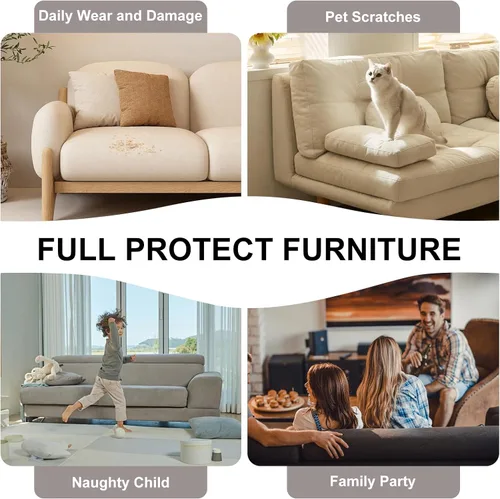 Vista 3 de STACYPIK Jacqurad - Fundas de sofá reversibles y duraderas para mascotas, fundas de sofá geométricas con orejas de trigo, protector de muebles gris