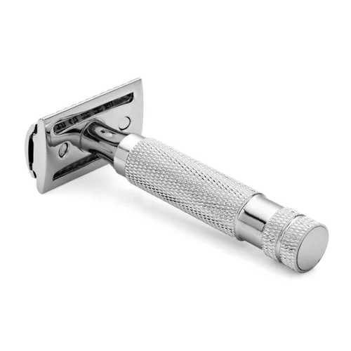 Vista 3 de Maquinilla de afeitar de seguridad grabada de doble filo personalizada resistente para hombres, 5 cuchillas incluidas