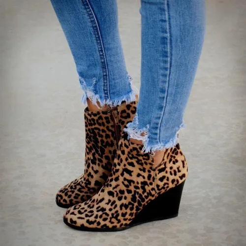 Vista 2 de Botas para mujer, botas de plataforma retro sin cordones con corte en V para mujer, botas de tobillo con punta puntiaguda, botas cortas casuales