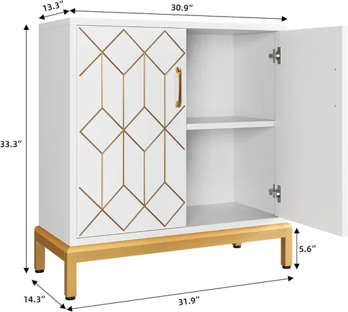 Vista 2 de GAOMON Armario de buffet, aparador con almacenamiento, armario de almacenamiento de buffet moderno con puertas y estantes para cocina, oficina