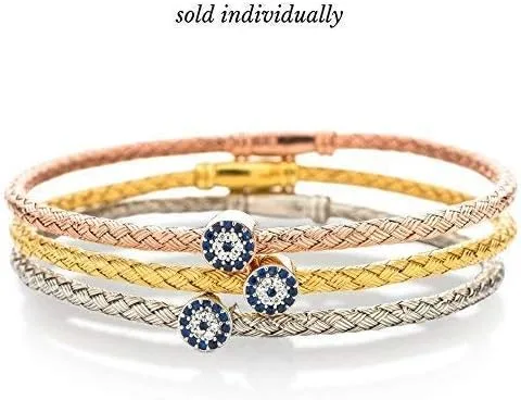 Vista 4 de Evil Eye Sterling Silver Bangle Bracelet for Women