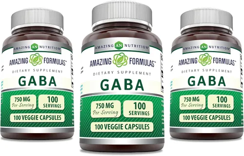Vista 6 de Amazing Formulas GABA - Suplemento de cápsulas vegetales por porción de 750 mg Sin OMG Sin gluten Fabricado en Estados Unidos Ideal