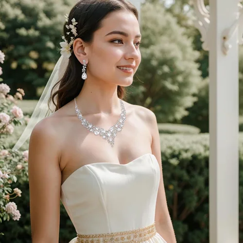 Vista 4 de BriLove Women's Wedding Statement Necklace Dangle Earring Jewelry 01-Tono plateado transparente