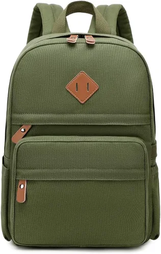 Vista 9 de Mochilas ligeras para niños, mochila escolar de lona, pequeñas mochilas de viaje para mujeres, niñas, niños, mochila para niños pequeños